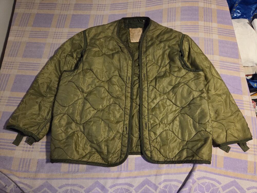 Vintage 70s US Army M-65 Liner Jacket Mens XL Green Quilted Cold Weather Liner